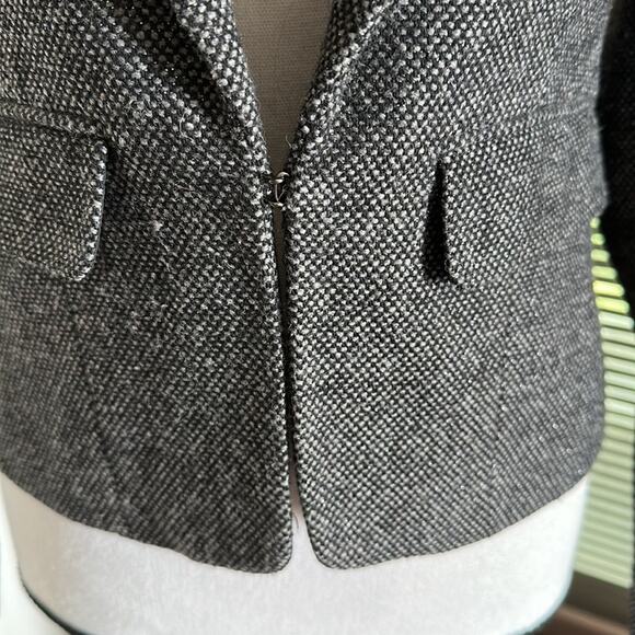 American Eagle Outfitters | Silver Gray Tweed Blazer with Velvet Trim Size XS - Picture 3 of 13
